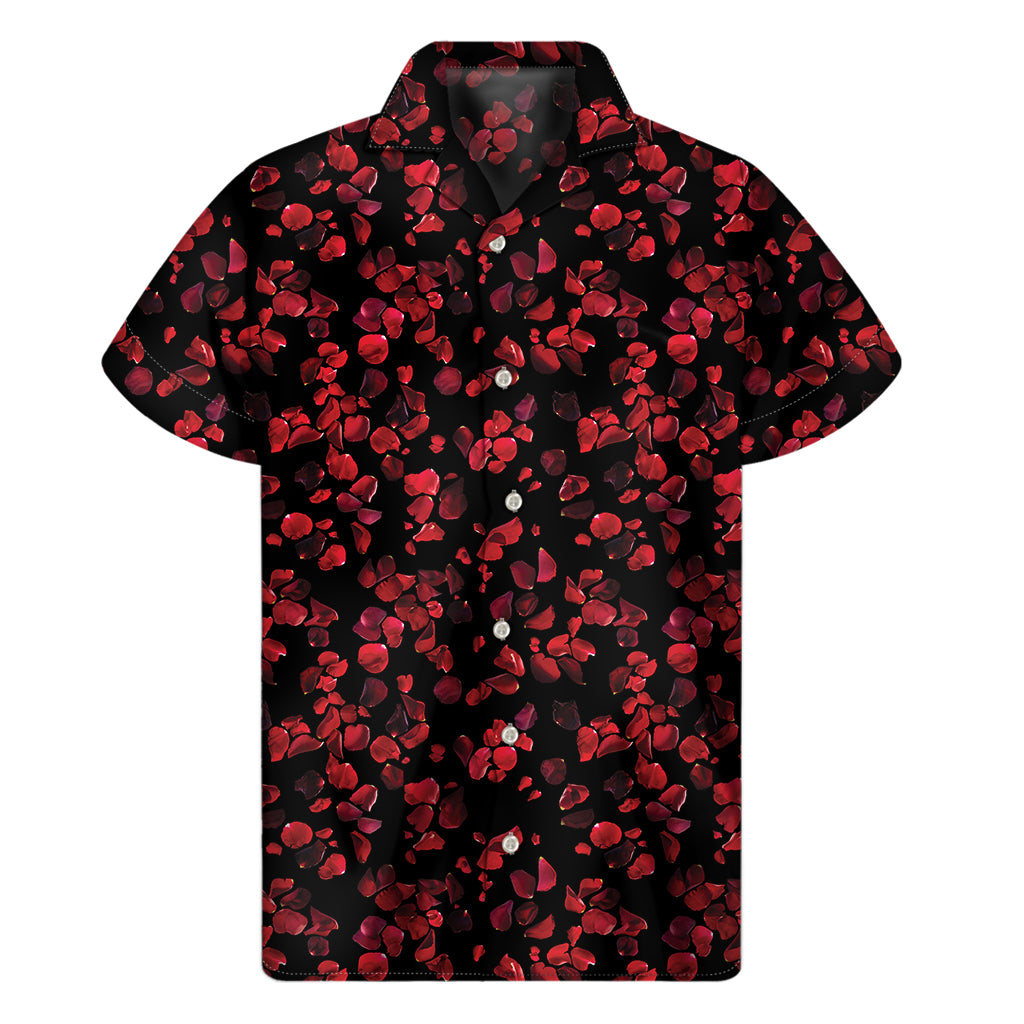 Rose Petals Pattern Print Men's Short Sleeve Shirt