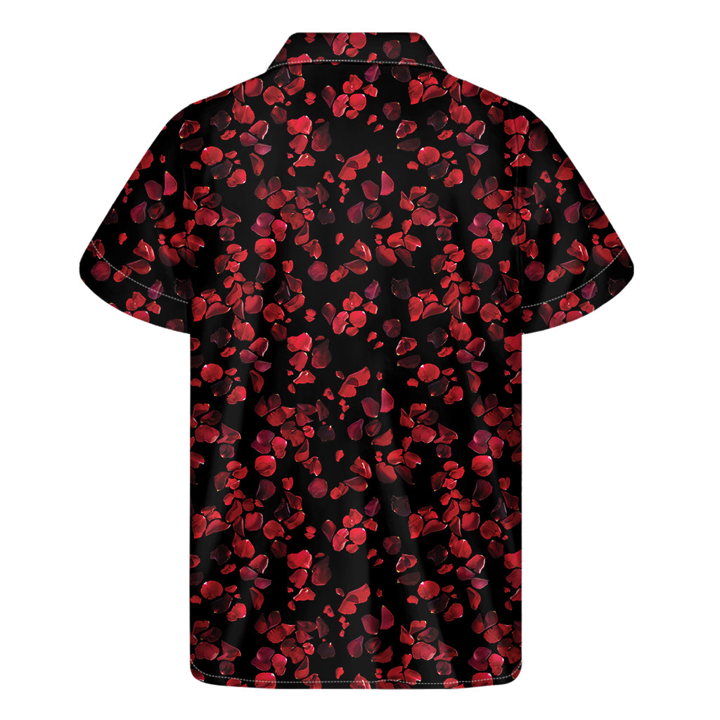 Rose Petals Pattern Print Men's Short Sleeve Shirt