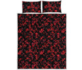 Rose Petals Pattern Print Quilt Bed Set