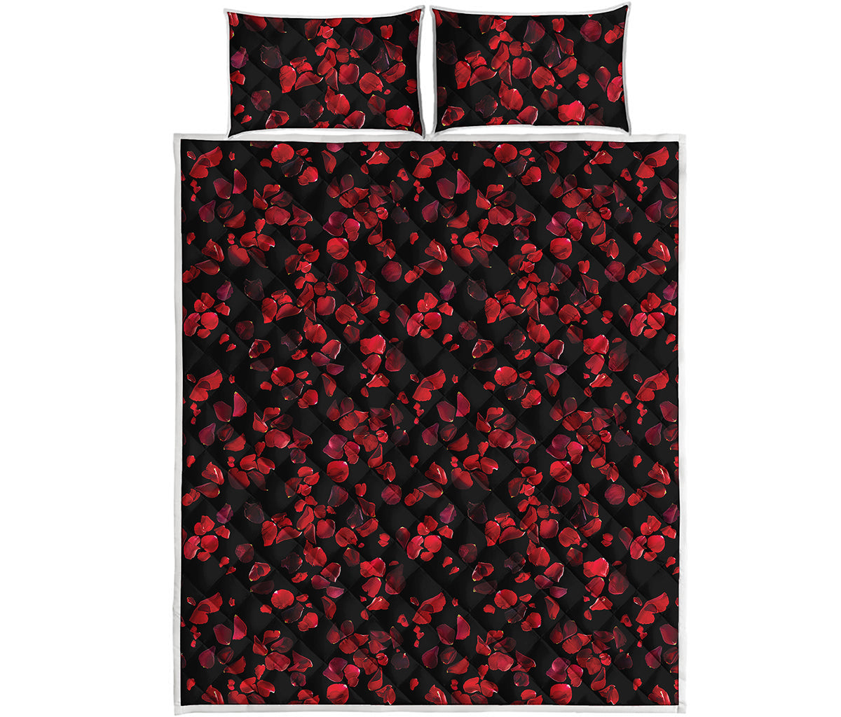 Rose Petals Pattern Print Quilt Bed Set