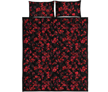 Rose Petals Pattern Print Quilt Bed Set
