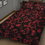 Rose Petals Pattern Print Quilt Bed Set