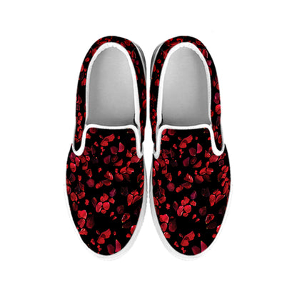 Rose Petals Pattern Print White Slip On Shoes