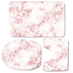 Rose Pink Marble Print 3 Piece Bath Mat Set