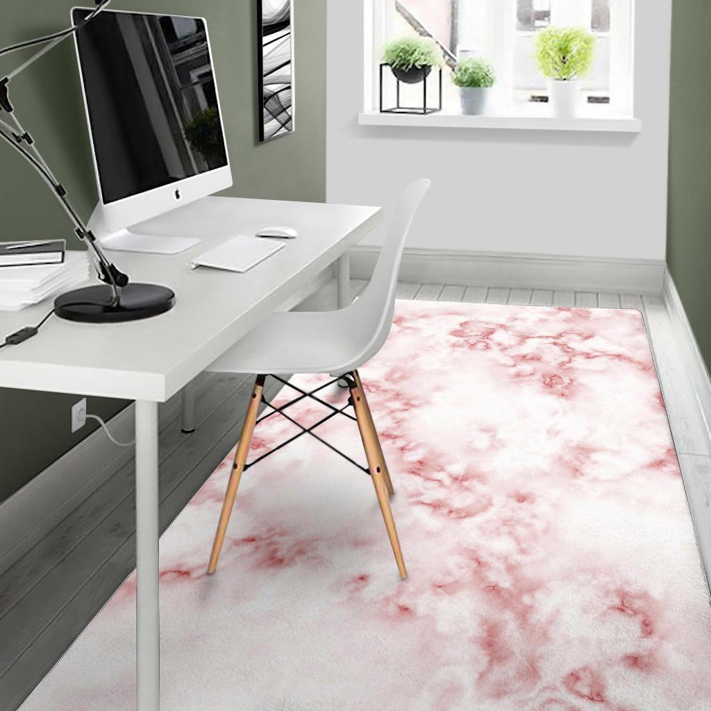 Rose Pink Marble Print Area Rug GearFrost