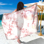 Rose Pink Marble Print Beach Sarong Wrap