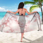 Rose Pink Marble Print Beach Sarong Wrap