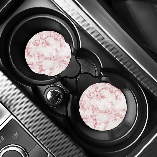 Rose Pink Marble Print Car Coasters