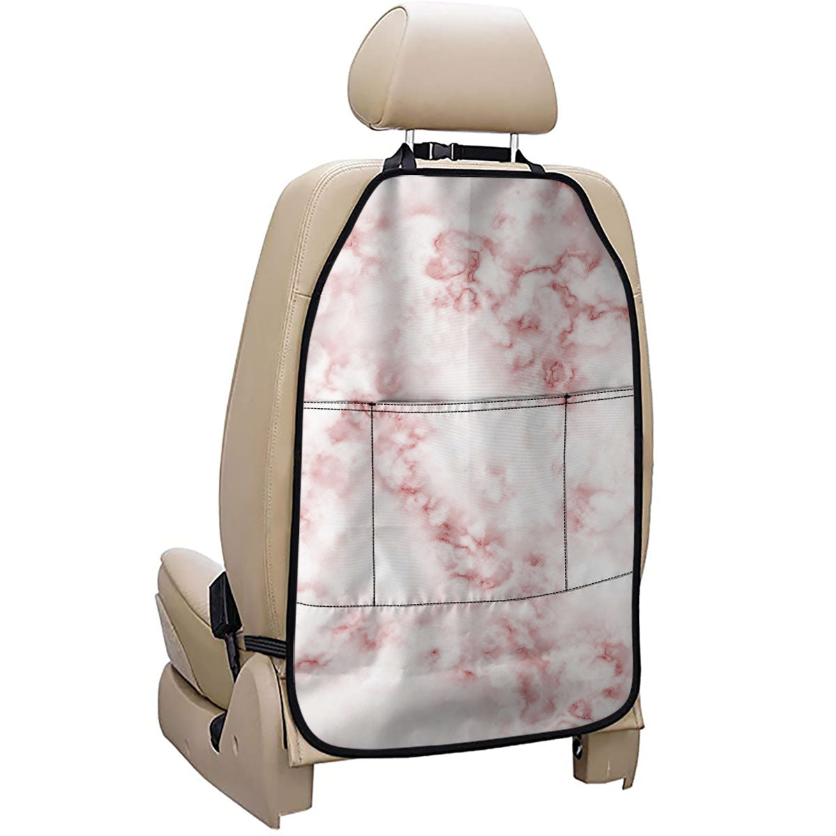 Rose Pink Marble Print Car Seat Organizers