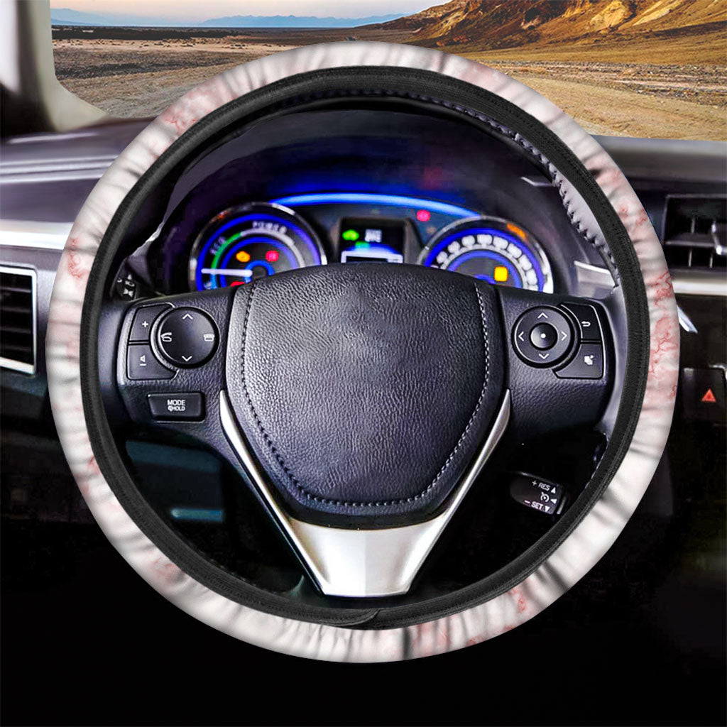 Rose Pink Marble Print Car Steering Wheel Cover