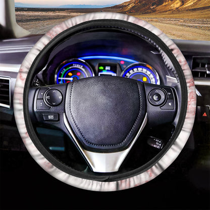 Rose Pink Marble Print Car Steering Wheel Cover