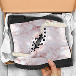 Rose Pink Marble Print Comfy Boots GearFrost