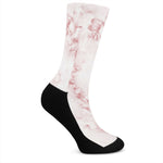 Rose Pink Marble Print Crew Socks