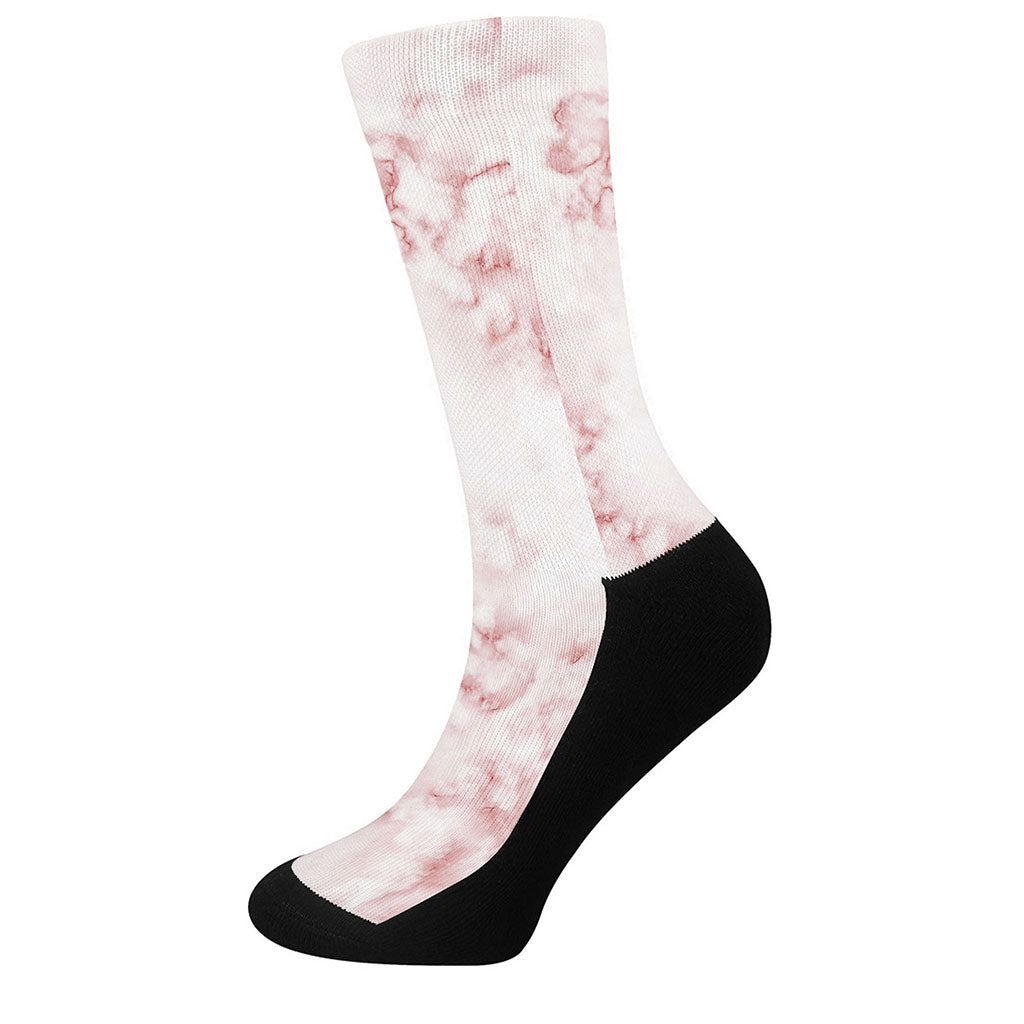 Rose Pink Marble Print Crew Socks