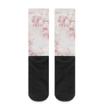 Rose Pink Marble Print Crew Socks