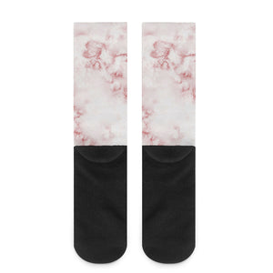 Rose Pink Marble Print Crew Socks