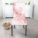 Rose Pink Marble Print Dining Chair Slipcover