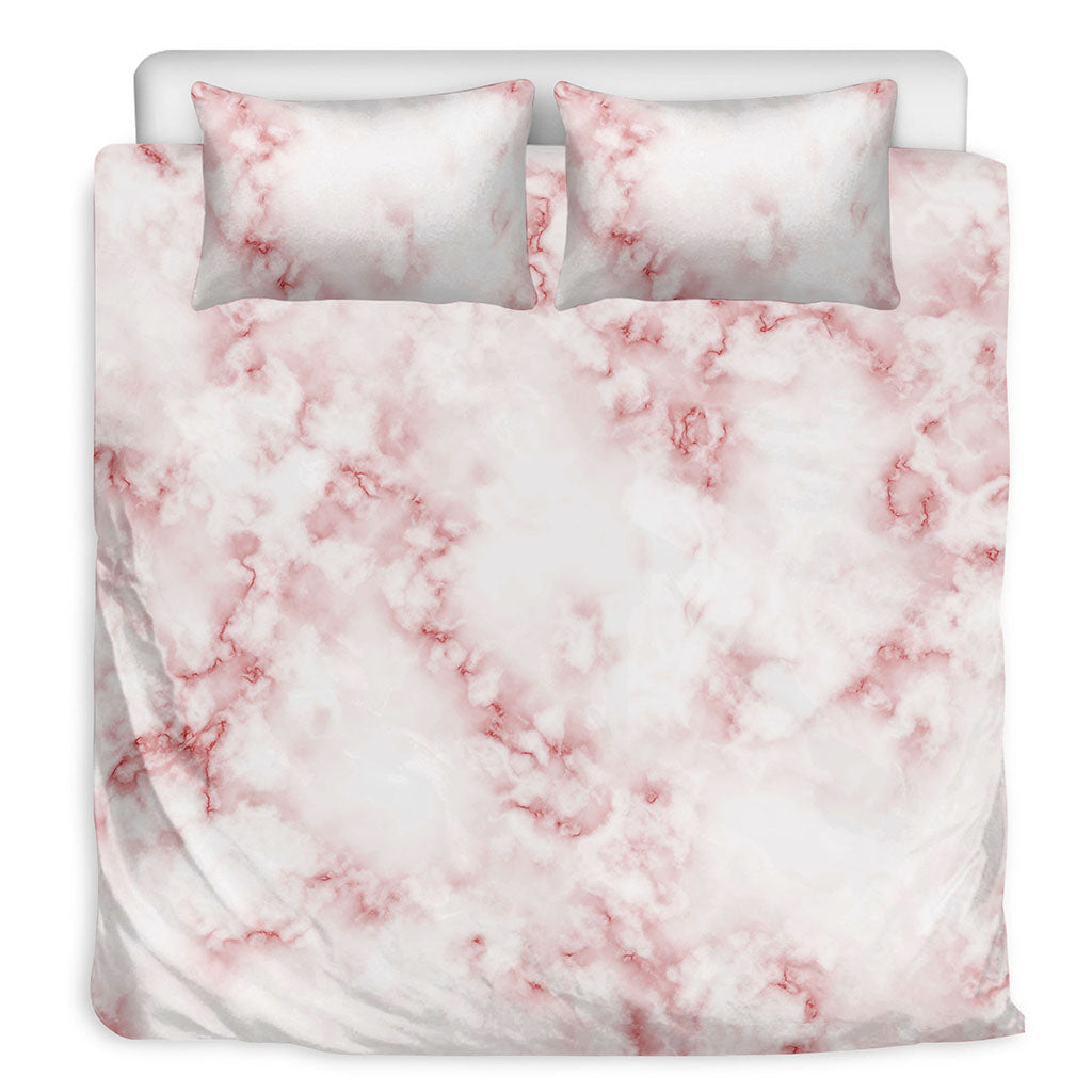 Rose Pink Marble Print Duvet Cover Bedding Set
