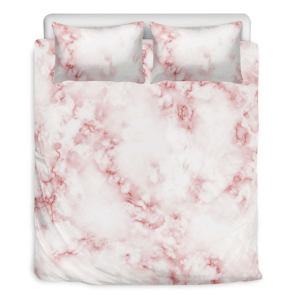Rose Pink Marble Print Duvet Cover Bedding Set