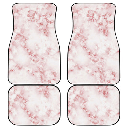 Rose Pink Marble Print Front and Back Car Floor Mats