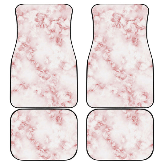 Rose Pink Marble Print Front and Back Car Floor Mats