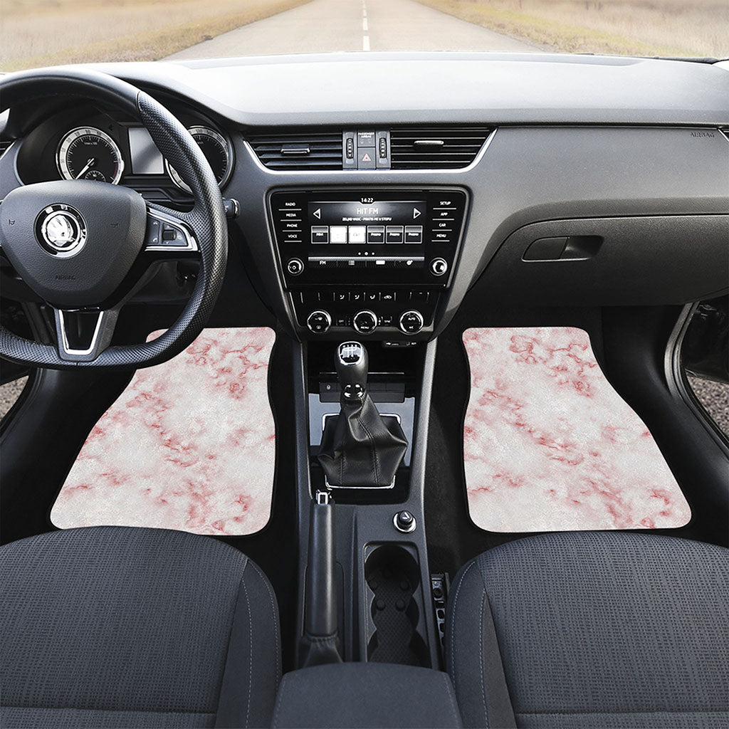 Rose Pink Marble Print Front and Back Car Floor Mats