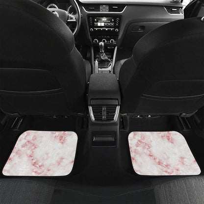 Rose Pink Marble Print Front and Back Car Floor Mats