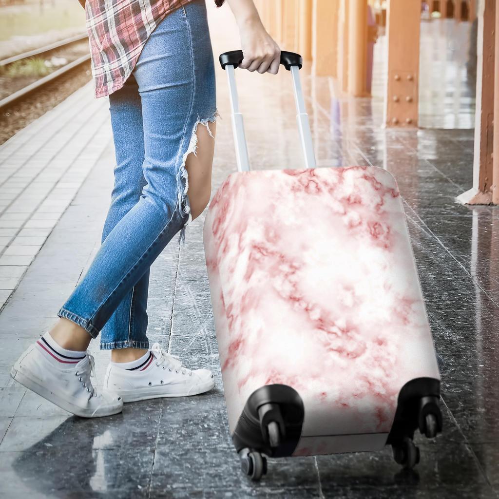 Rose Pink Marble Print Luggage Cover GearFrost