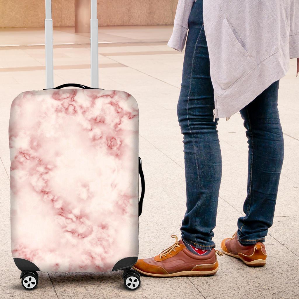 Rose Pink Marble Print Luggage Cover GearFrost
