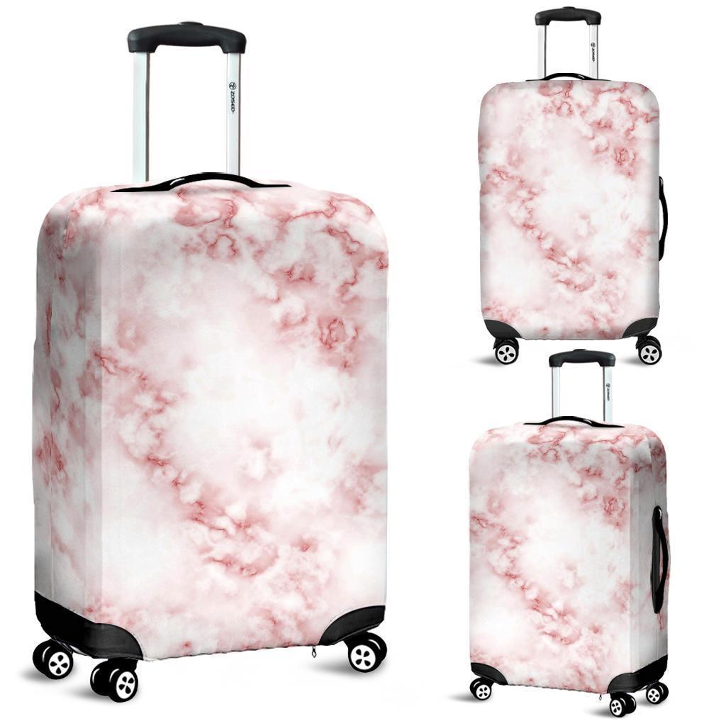 Rose Pink Marble Print Luggage Cover GearFrost