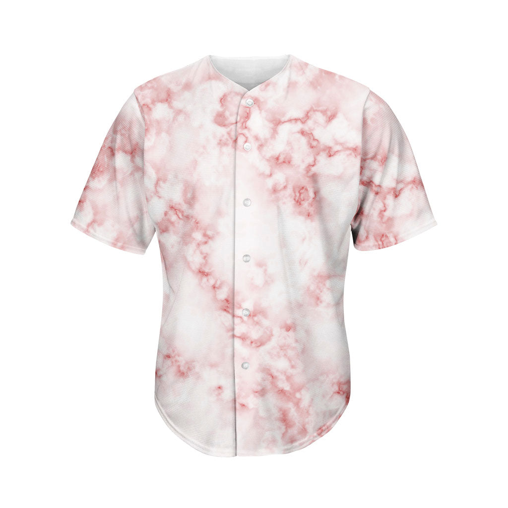 Rose Pink Marble Print Men's Baseball Jersey