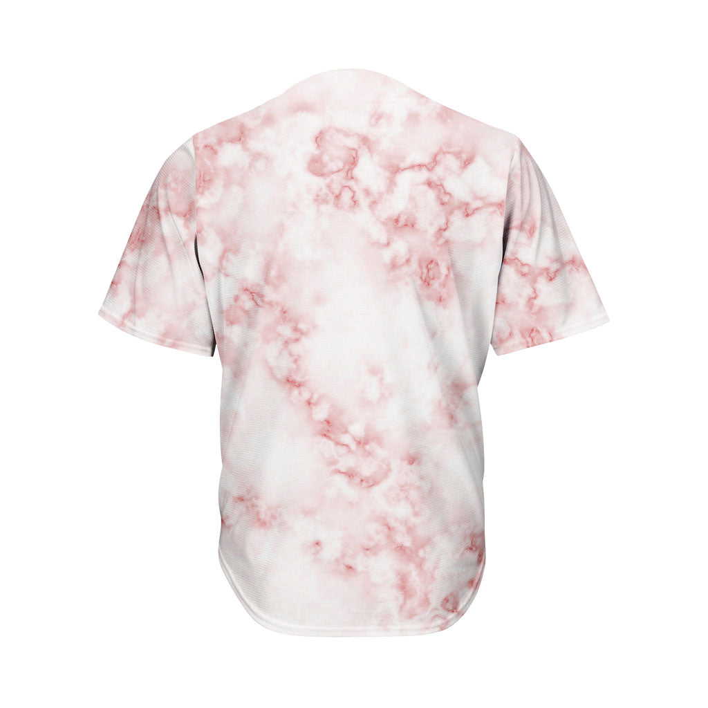 Rose Pink Marble Print Men's Baseball Jersey