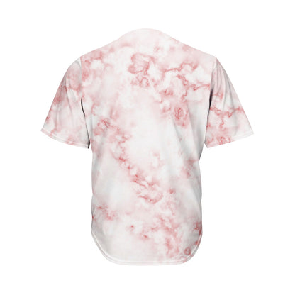 Rose Pink Marble Print Men's Baseball Jersey