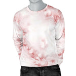 Rose Pink Marble Print Men's Crewneck Sweatshirt GearFrost