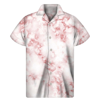 Rose Pink Marble Print Men's Short Sleeve Shirt