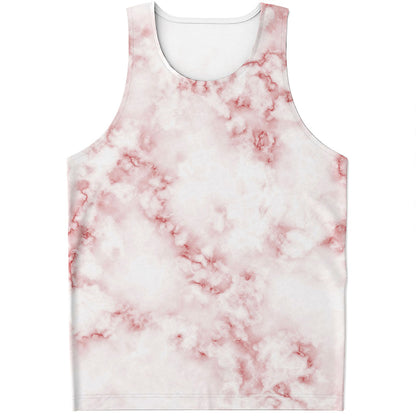 Rose Pink Marble Print Men's Tank Top