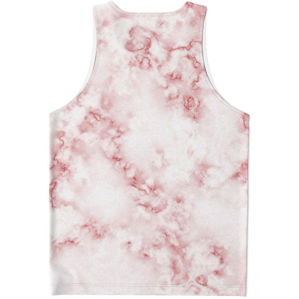 Rose Pink Marble Print Men's Tank Top