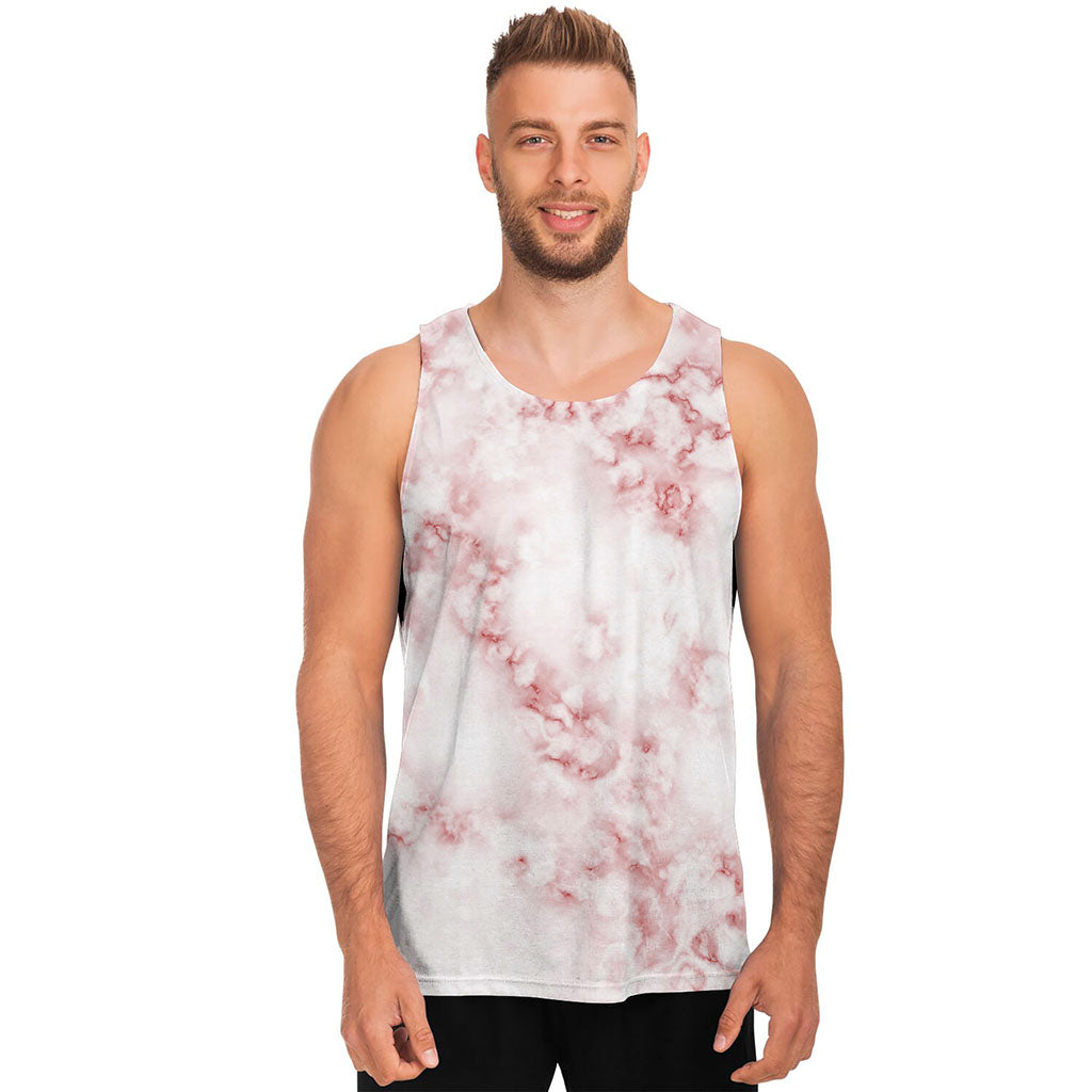 Rose Pink Marble Print Men's Tank Top