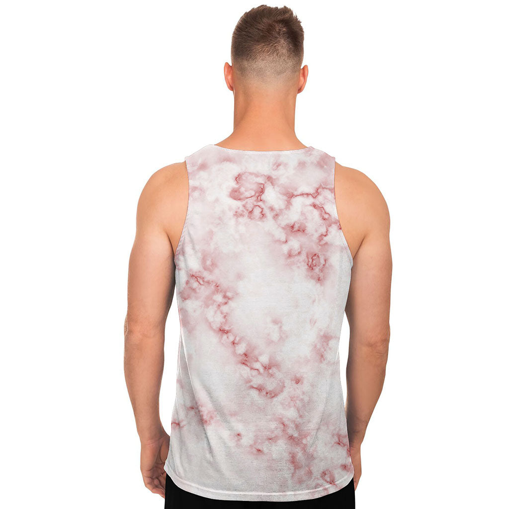 Rose Pink Marble Print Men's Tank Top