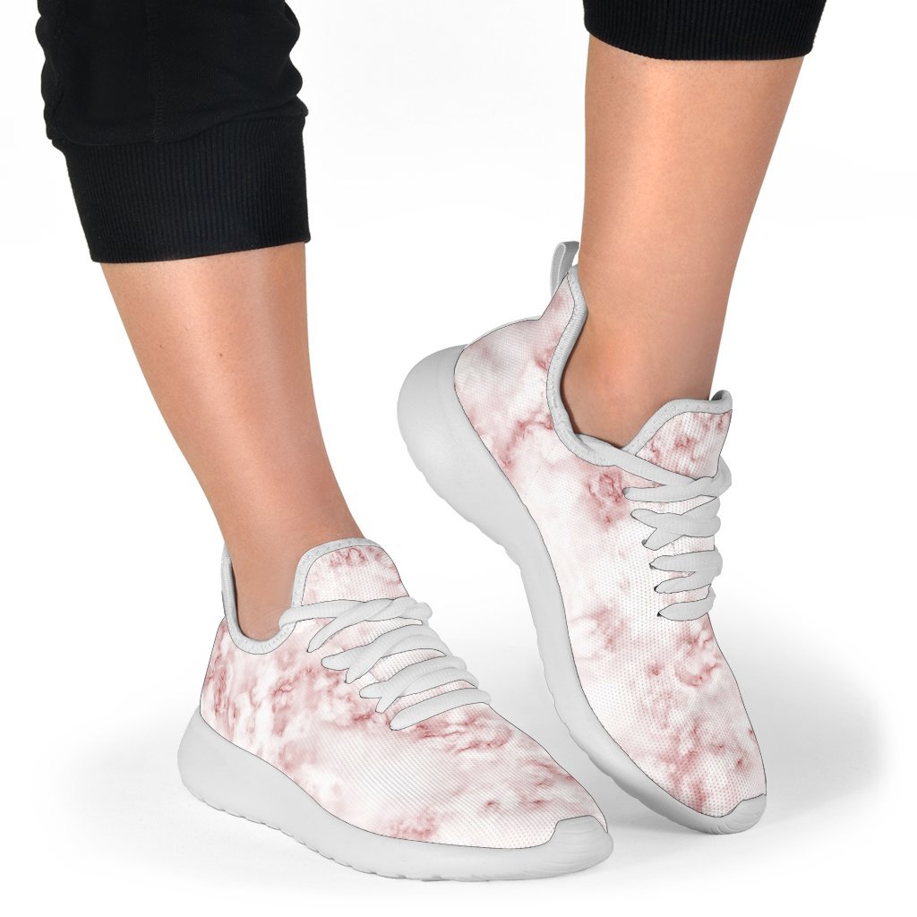 Rose Pink Marble Print Mesh Knit Shoes GearFrost