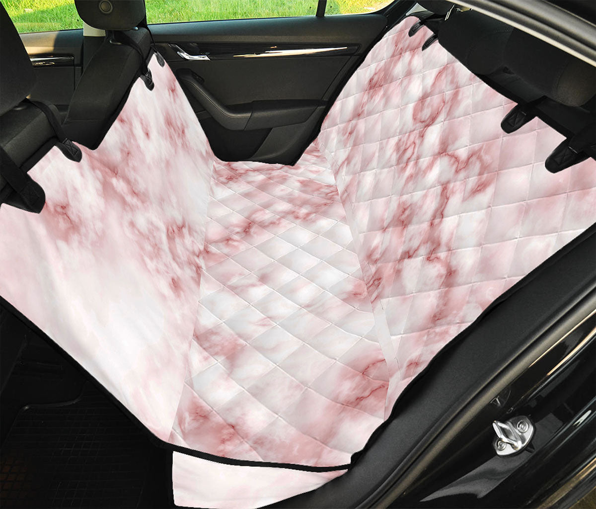 Rose Pink Marble Print Pet Car Back Seat Cover