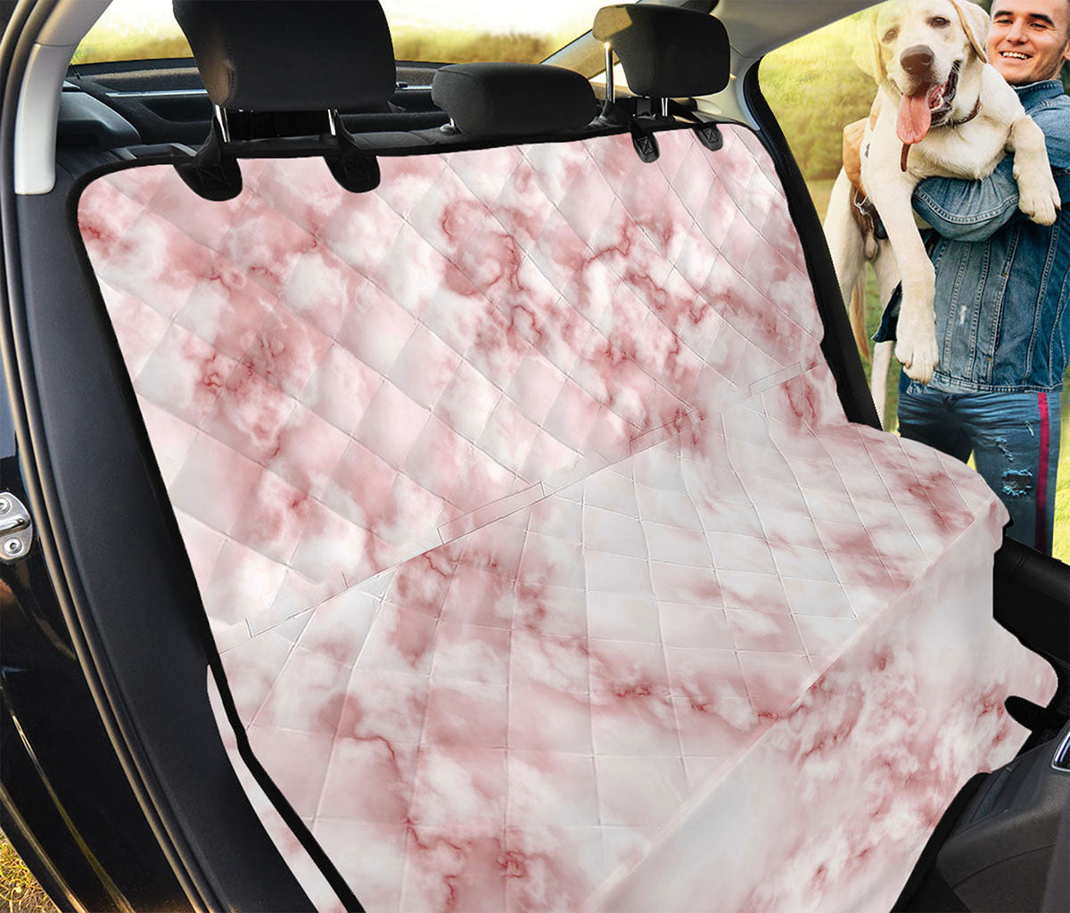 Rose Pink Marble Print Pet Car Back Seat Cover