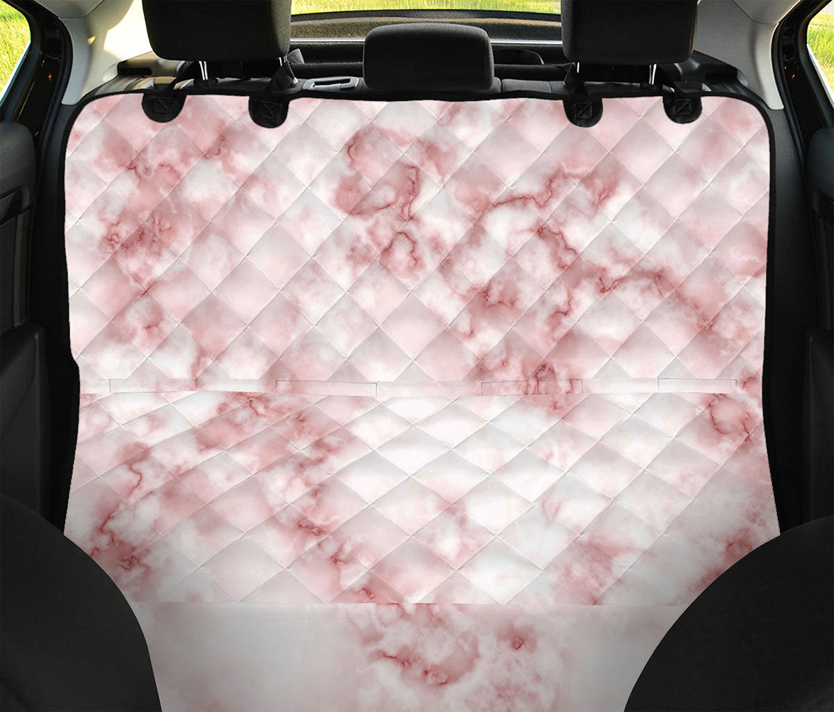 Rose Pink Marble Print Pet Car Back Seat Cover