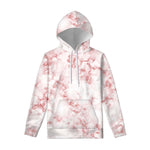 Rose Pink Marble Print Pullover Hoodie