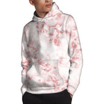 Rose Pink Marble Print Pullover Hoodie