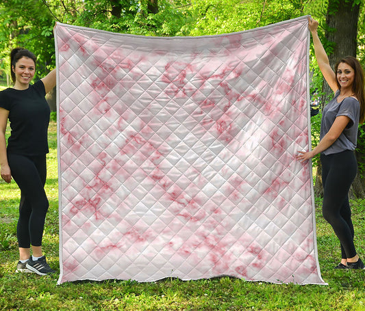 Rose Pink Marble Print Quilt