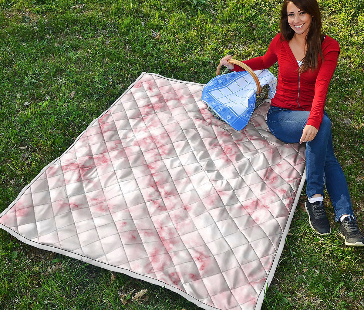Rose Pink Marble Print Quilt