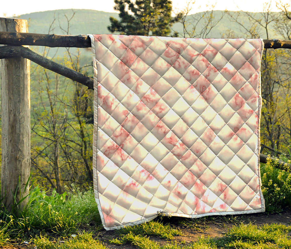 Rose Pink Marble Print Quilt