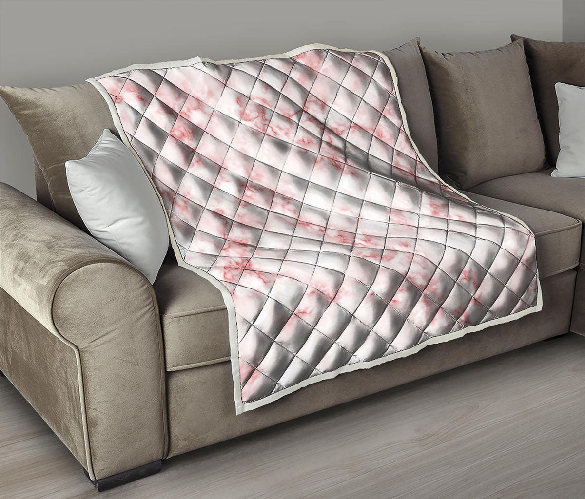 Rose Pink Marble Print Quilt