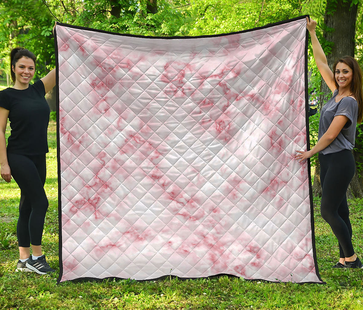 Rose Pink Marble Print Quilt
